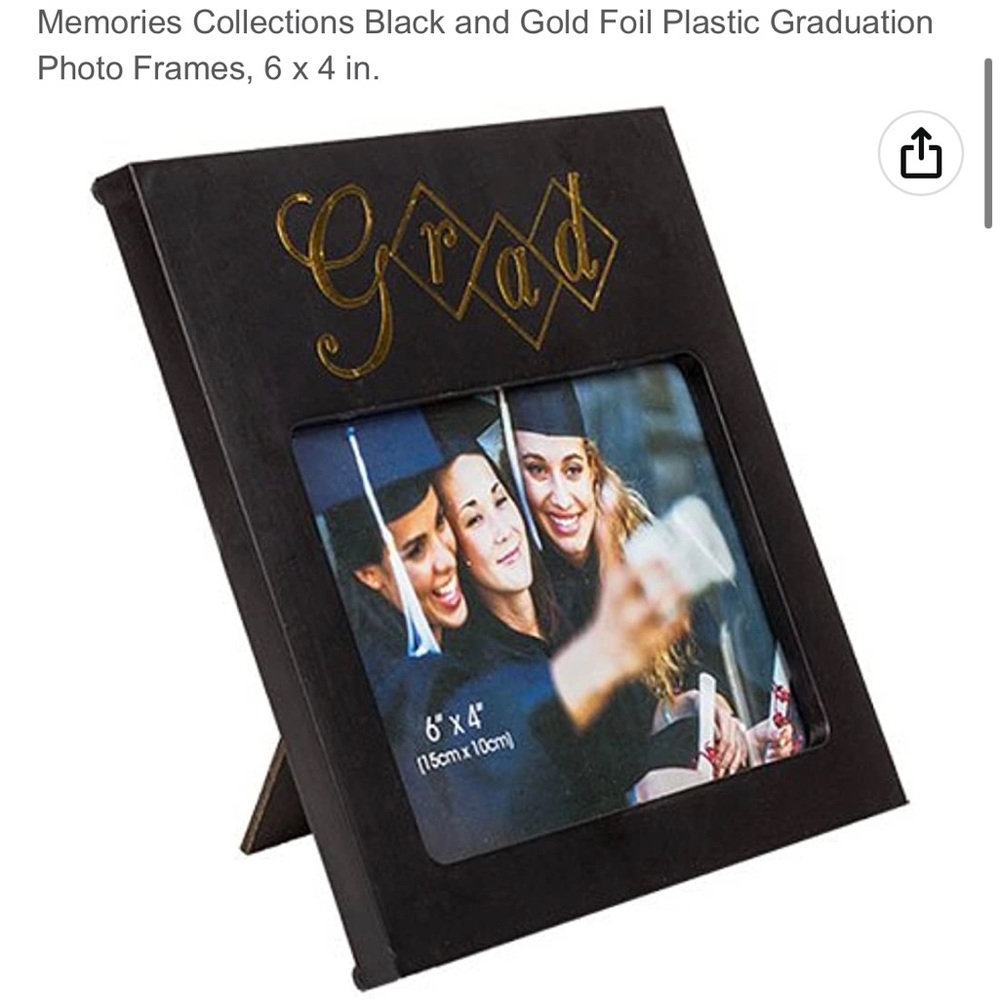 2 Pack- Memories Black and Gold Foil Plastic Graduation Photo Frames, 6 x 4 in.